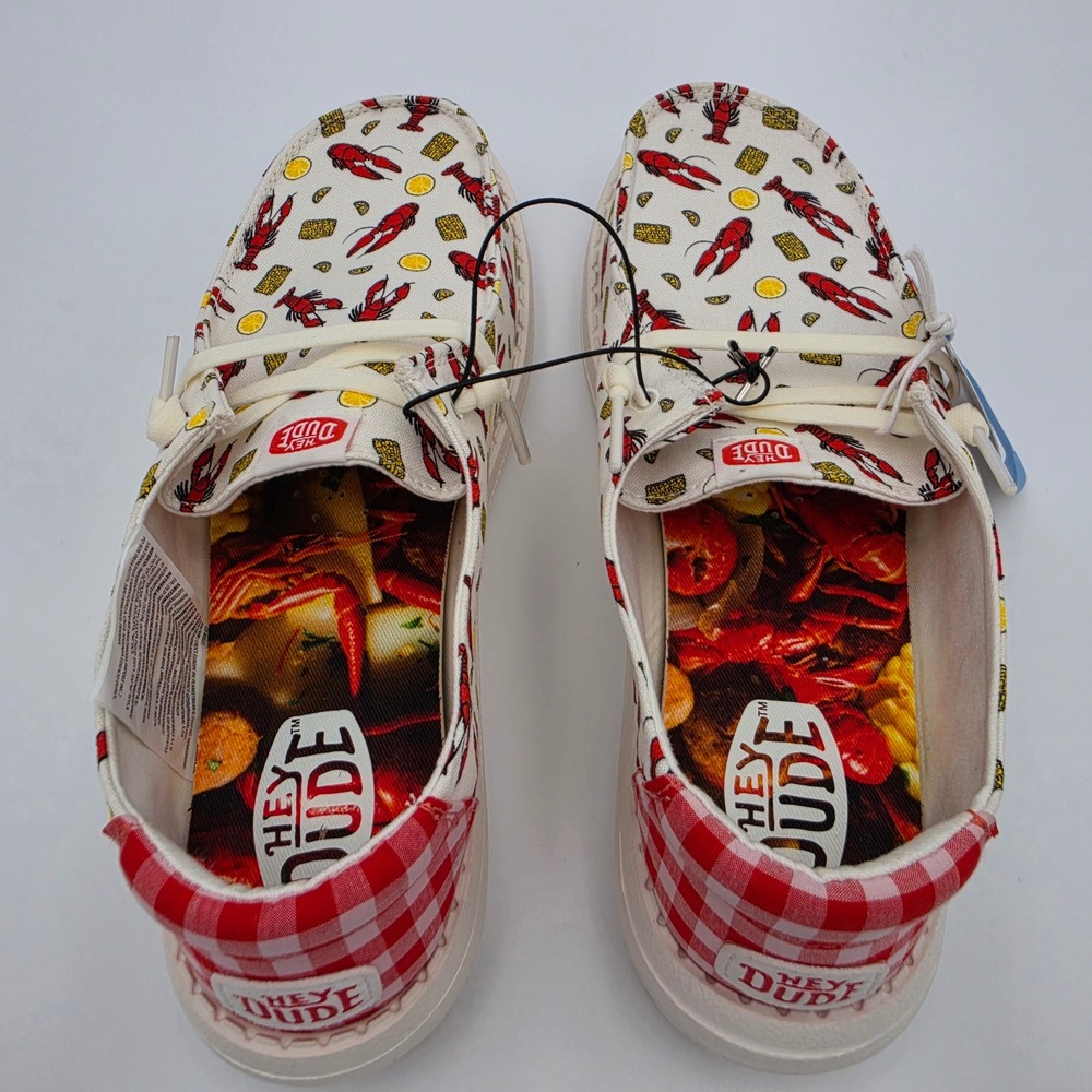 Hey Dude Wendy Crawfish Boil White Multi Canvas Slip On Shoes Womens W7, NWOB - Picture 4 of 8